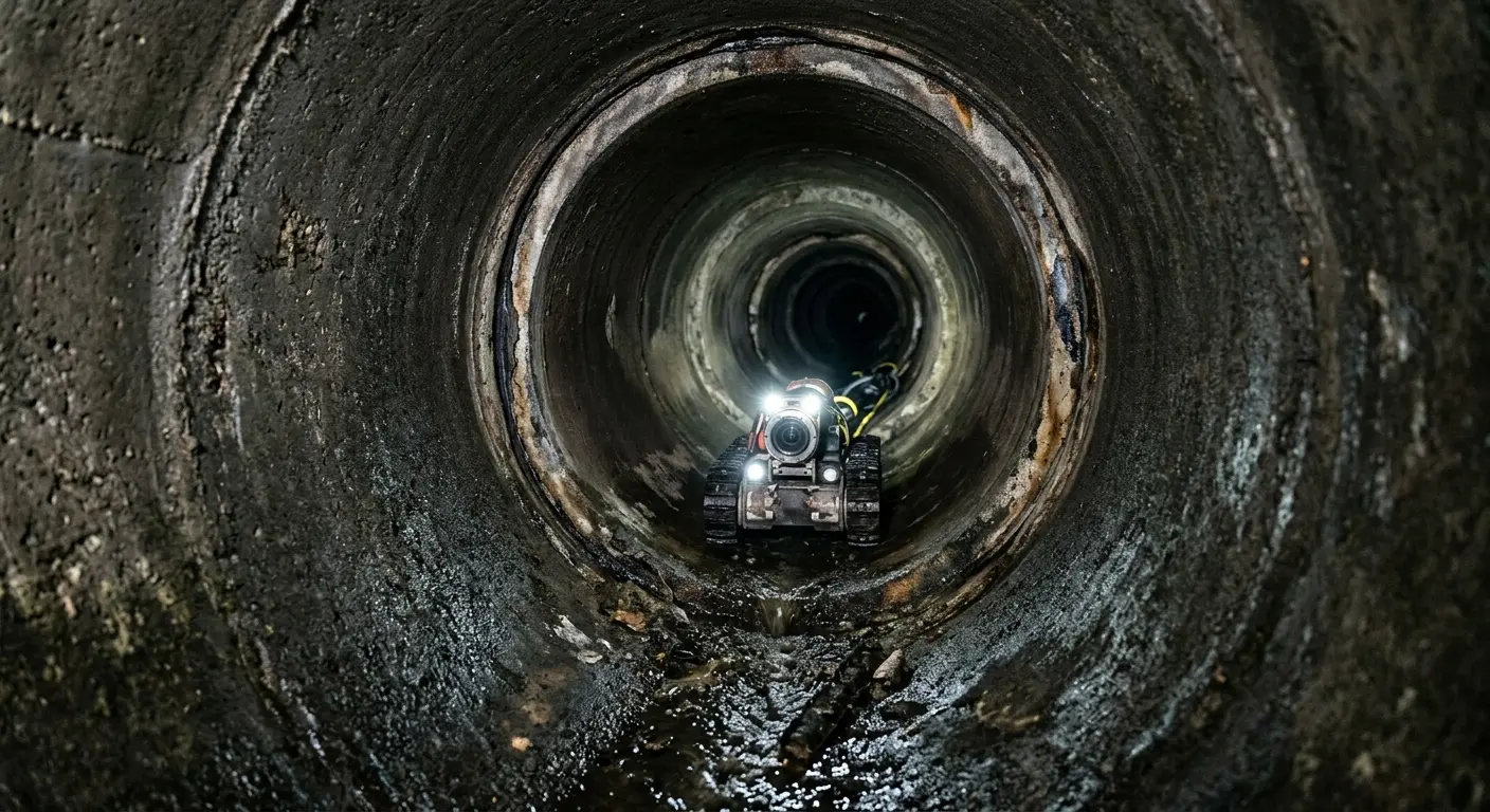 Robotic sewer camera inspecting pipe interior for Sewer Line Repair in Summit